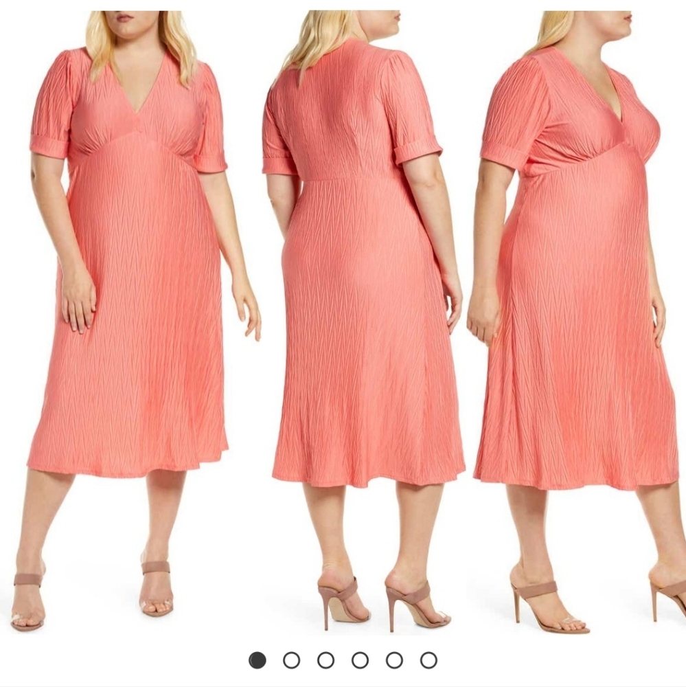 NWT Eloquii Empire Waist Midi Dress peach color sz 22